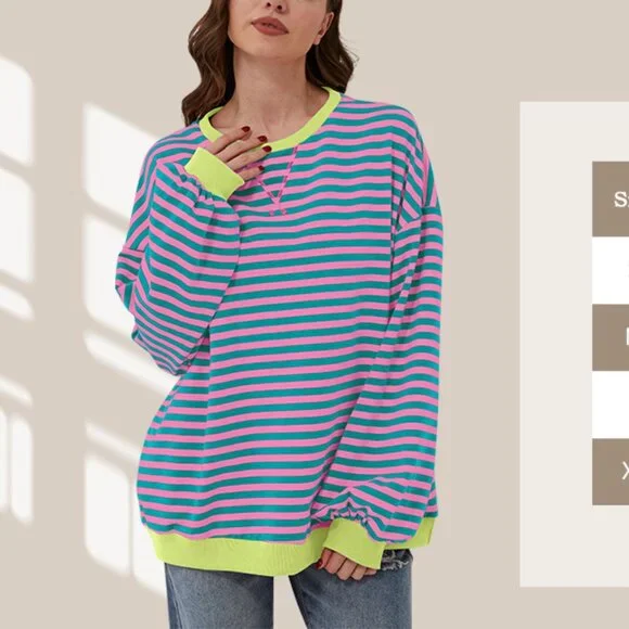 Oversized Striped Neon Sweater - Picture 3 of 14